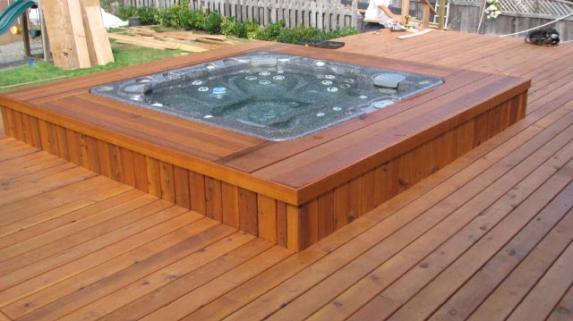 Deck around
                hot tub.